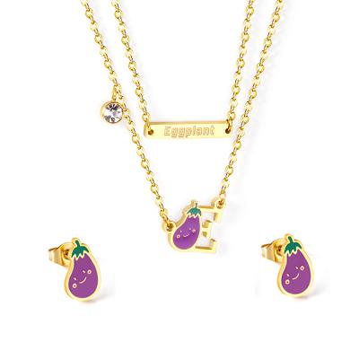 China Nickel Free Type Gold Kids Jewelry Set Gold Necklace and Earring Jewelry Set for sale