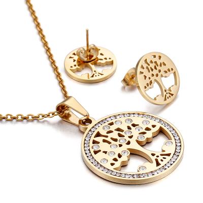 China TRENDY Fashion Cutting Jewelry Tree Gold Plated Necklace Earrings Sets for sale