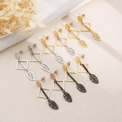 China FASHIONABLE Hot Selling Stainless Steel Circle Leaf Jewelry Wholesale Type Drop Earring For Women for sale