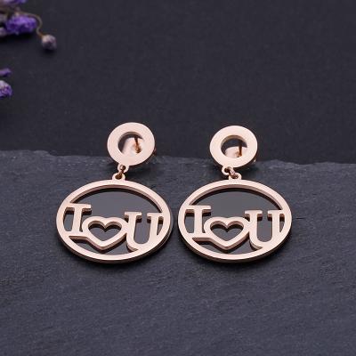 China Custom Designer TRENDY Earring Popular LOVE Stainless Steel Round Drop Earrings For Girls for sale