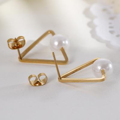 China Trendy Trendy Pearl Jewelry Stainless Steel Stud Earring For Women Girls for sale