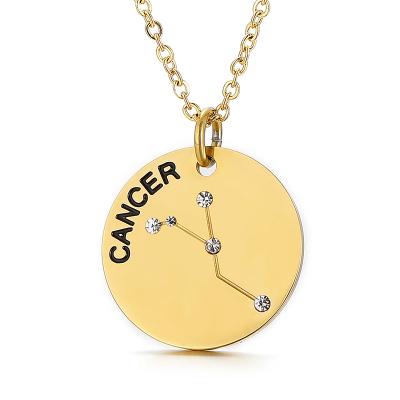 China FASHIONABLE Hot Selling Constellation Horoscope Gold Plated 12 Zodiac Sign Coin Pendant Necklace for sale