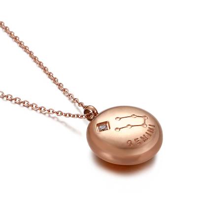 China TRENDY Unisex Rose Gold Pendant 12 Constellation Stainless Steel Pendant Necklace for sale