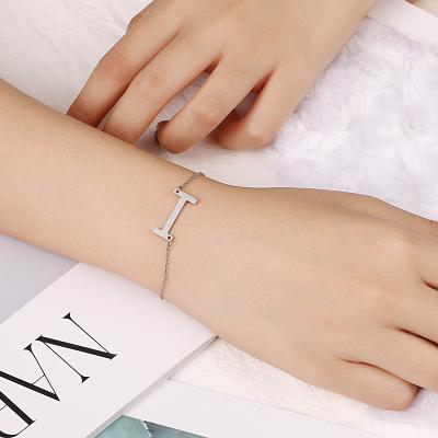 China FASHIONABLE Wholesale Custom Gold and Silver Stainless Steel Letter Shape Charm Bracelet for sale