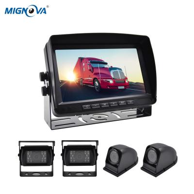 China Waterproof Backup Camera System With 7/9/10 Inch Monitor For RV Rear Side View Quad HD Camera 4 Split Screens And Semi Box Truck Trailer for sale