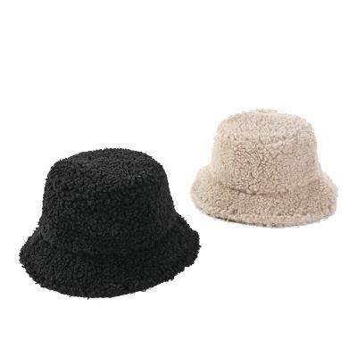 China Winter Hat INS Character Soft Thicker Warm Hat Fishing Faux Fur Fleece Lambwool Outdoor Bucket Hat for sale