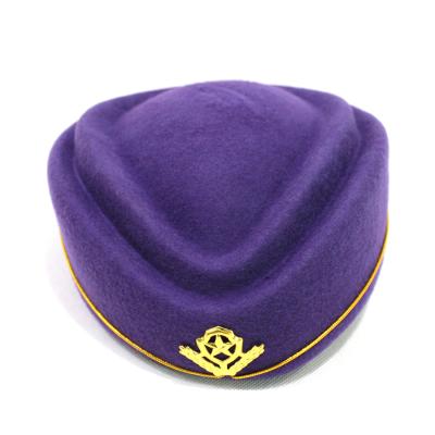 China Custom Made Hat Wool Stewardess Tag Hat Stewardess (Flight Stewardess) Character Cosplay Classic Tambourine For Stewardess for sale