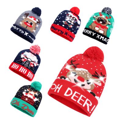 China COMMON LED Light Up Beanie Hat Unisex Winter Snow Hat Christmas Beanie Knit Cap LED Hat Ugly Beanie Cap for sale