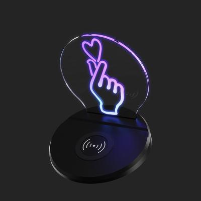 China New Conveient 2022 Qi Wireless Charger Lamp Safe With Night Light Suitable For Couples Birthday Gift DIY Mobile Phone Wireless Charging for sale