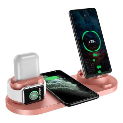 China New Mobile Phone Wireless Fast Charger Wireless Charger In 1 Sublimation Phone Wireless Charger 6 In 1 Fit For iPhone Android Rotatable Multi-port Charging Head for sale