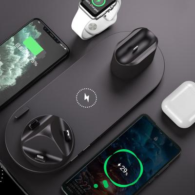 China New 2022 Fast Wireless Charger Portable Phone Holder and Mobile Phone 6 in 1 Wireless Charger Fit for iPhone Android Phone Rotatable Multi-port Charging Head for sale