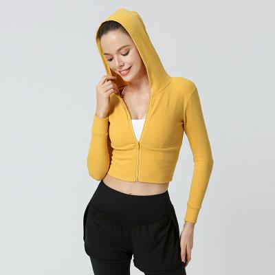 China 2021 Popular Women Breathable Yoga Wear Top Long Sleeves Sweater Sports With Zipper for sale