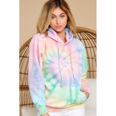 China 2021 Breathable Autumn Ladies Tops Printed Long Sleeve Kangaroo Pocket Pullover Plus Size Women Hoodies And Sweatshirts Tie Dye Hoodie Women for sale