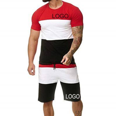 China New Arrivals Contrast Outdoor Sports Suit Anti-static Short Set Men's Casual Multicolor T-shirt Shorts Set 2 Piece Men's Custom Logo for sale