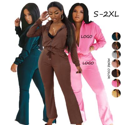 China LOGO Women Customized Autumn Plus Size Breathable Gym Long Sleeve Jogging Suit Sports 2 Piece Loose Sportswear for sale