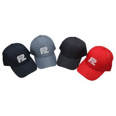 China Custom High Quality Rubber Patch COMMON Logo Water Resistant PVC Laser Cut Hole Perforated Baseball Cap for sale