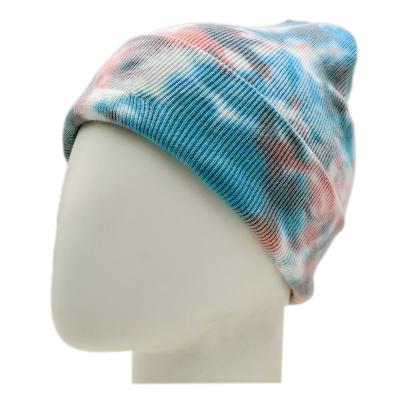 China Custom fashional JOINT logo woman tie dye beanie hat for sale