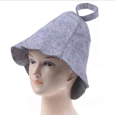 China COMMON Unisex Russian Banya Hut Style Hung Loop Head Protection White Women Wool Felt Sauna Hat for sale