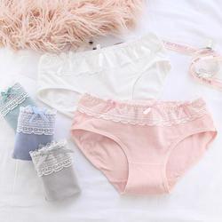 China                  Cotton MID-Rise Women Panties Cute Bow Lace Briefs Seamless Breathable Girls Briefs              for sale