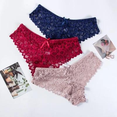 China                  Sexy Lace Panties Soft Breathable Briefs Women Underwear Ladies Panty Transparent Hollow out Underpants Lingerie              for sale