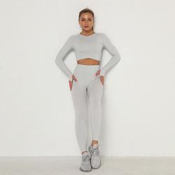 China                  Women′s Seamless Breathable Long Sleeve Yoga Sportswear Sport Suit Clothes Gym Wear Set Fitness Yoga Wear 2023              for sale