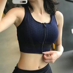 China Sports Style Cotton Women Underwear Front Zip Women Sports Bra for sale