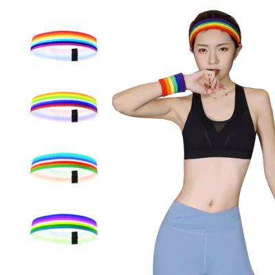 China wholesale elastic custom basketball neon rainbow cotton sweat proof sweater absorbing workout sweatband headband for sale