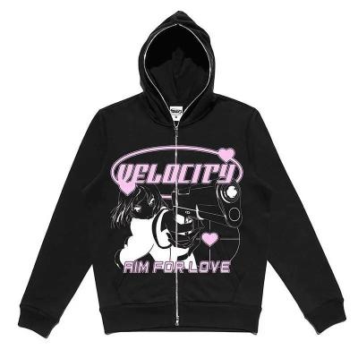 China                  OEM Custom Oversized High Quality 100% Cotton Full Face Zip up Hoodie Heavyweight Screen Printing Logo Custom Full Zip Hoodie              for sale