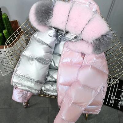 China                  Fox Fur Collar Down Jackets Bubble Coats Women Short Coats for Ladies Puffer Jacket Winter Coats Women              for sale