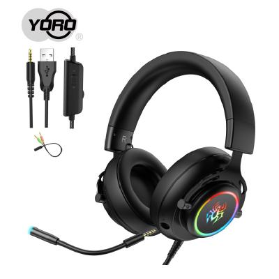 China Headband Gaming Headset For PS4 PS5 PC Mobile Wired Headphones RGB Light 3D Stereo Headband With Microphone Yoro G60L for sale