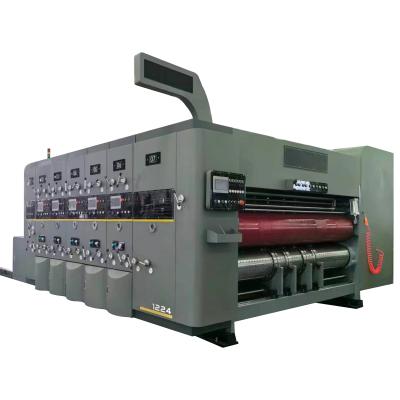 China Flexo waterbasis inktprinten golfvormige doos drukmachine met slotmes voor het maken van pizza doos Te koop