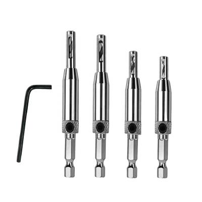 China Other 4PCS Hinge Self Centering Drill Bit For Door Cabinet + 5PCS HSS Woodworking Countersink Drill Bit Set for sale