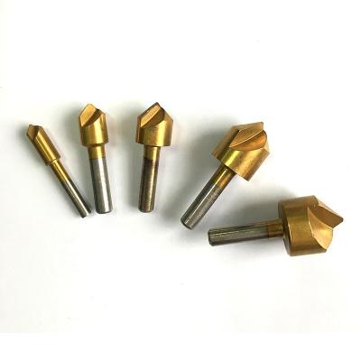 China 5pc HSS Boring and Chamfering Tool 90 Degree Single Edge Titanium Plating Chamfering Tool for Openers Woodworking Milling Cutter Drilling for sale