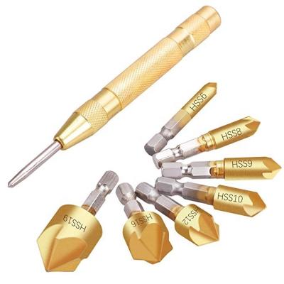 China Woodworking Countersink Drill Bits Drilling &Center Punch 7 Pcs 1/4