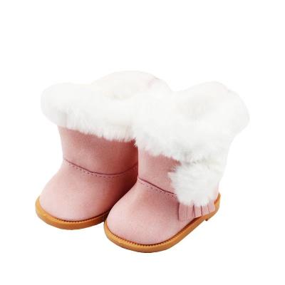 China Cartoon Toy 18 Inch American Doll Shoes Winter Red White Black Brushy Snow Boots for sale