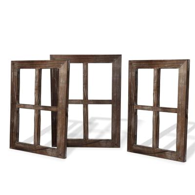 China China Country Style Practical Old Window Outdoor Handmade Craft Saw Tooth Hanger Home Decor Wooden Frame for sale