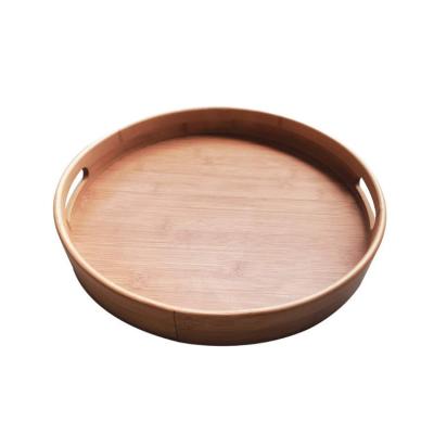 China Eco-Freindly New Design Restaurant Raised Edge Cut Handles Wooden Serving Tray for sale