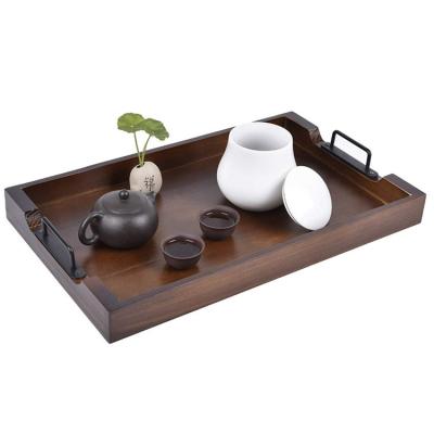 China Eco-Freindly Extra Large Farmhouse Style Brown Rectangular Stool Tray Table Wood for sale