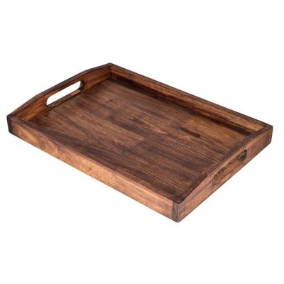 China Eco-Freindly Modern Dining Table Organizer Decorative Rustic Large Wooden Serving Tray for sale