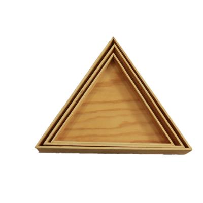 China China Log Color Triangle Decoration Three Piece Home Food Wooden Tray for sale