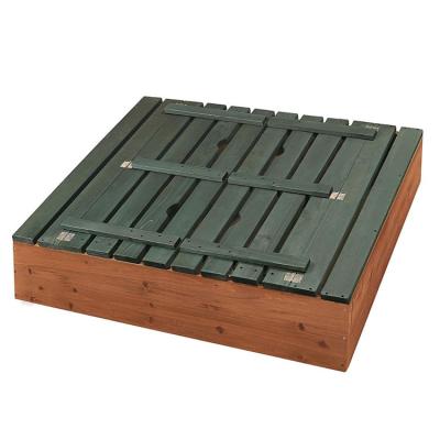 China Eco-Freindly Covered Convertible Cedar Natural Two Seats Painted Big Green Sand Box for sale