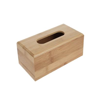 China Eco-Freindly Natural Rectangular Cutout Cutout Large Hole Resin Bamboo Wooden Tissue Box for sale