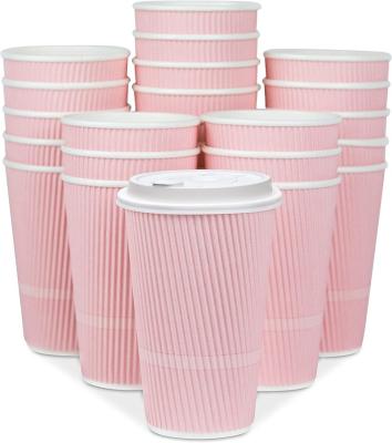 China Ripple Wall Restaurant Grade 6oz 8oz 12oz 16oz 20oz Paper Coffee Cups With Recyclable Dome Lids for sale