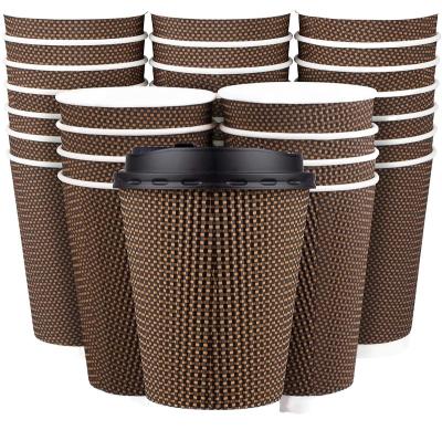 China Ripple Wall Atops Custom printed kraft disposable paper coffee cups  and manufacture drinking paper cup for sale