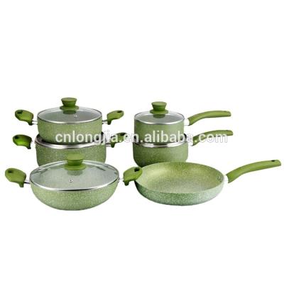 China 6pcs sustainable with lid nonstick cookware set fry pan /sauce pan aluminum marble coating casserole/casserole for sale