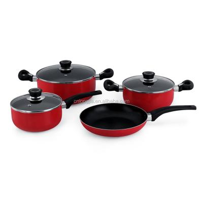 China 4pcs Sustainable Press Cookware Set Aluminum Nonstick Frying Pan Casserole Sauce Pan for sale