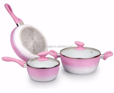 China Viable Series Rose Series High Quality Forged Aluminum Non-Stick Gradient Induction Bottom Cookware Set for sale