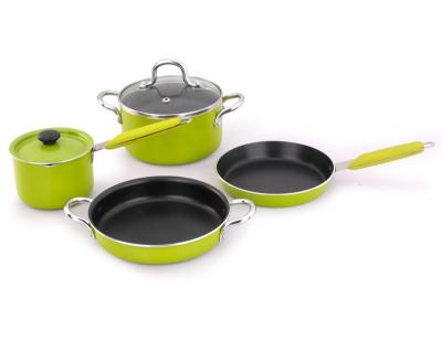 China 6 Pcs Sustainable Aluminum Nonstick Cookware Set With Aluminum Cover for sale