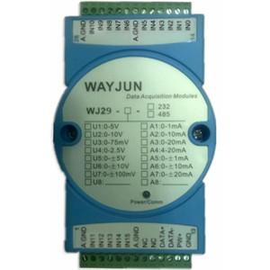 China WAYJUN 16-CH Analogsignal auf RS485/232 Modbus-Wandler DIN35 blaue Signalgewinnung CE genehmigt zu verkaufen