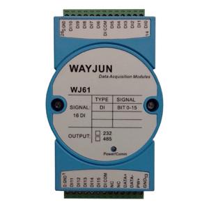 China WAYJUN WJ61 series 16-ch DI Isolated Digital Signal to RS485/232 Module,Slim-line plastic housing with integral 35mm DIN for sale